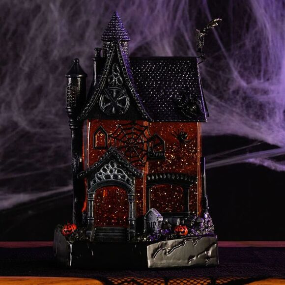 Cracker Barrel Haunted House Glitter Globe Light Up Halloween Decor - NEW IN BOX - Picture 3 of 15